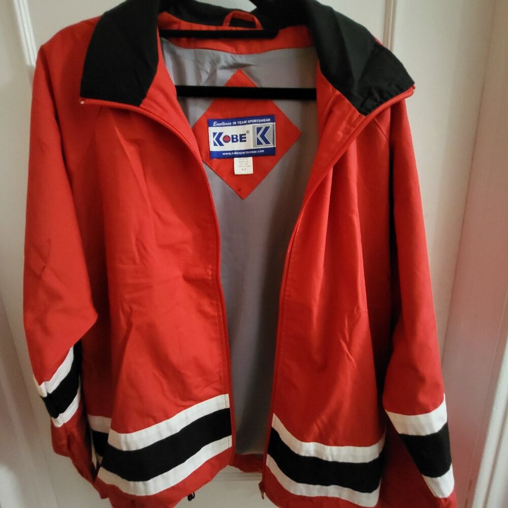 Vintage Kobe Sportswear Red & Black Striped Full-Zip Team Jacket Size Small NWT